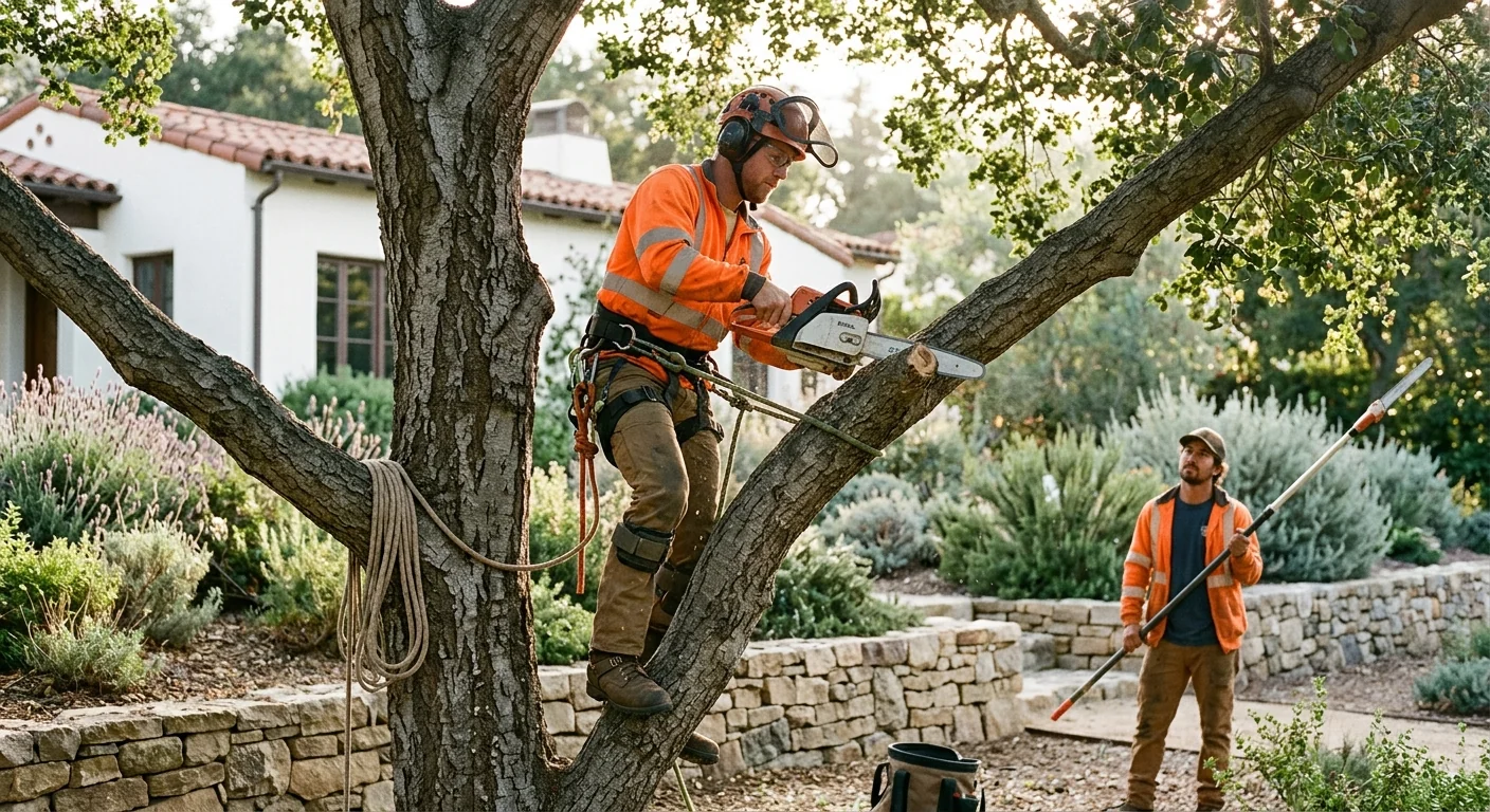 Cleared residential lot after brush removal work on a Montecito hillside property