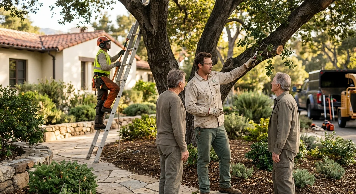 Cleared hillside property after brush removal near foothill homes in Montecito