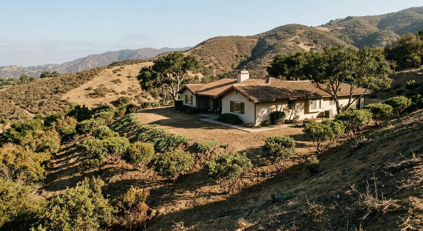 Finished defensible space zone around a Montecito home after clearing