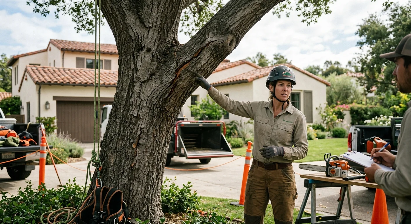 Uprooted tree leaning against a home after a Montecito winter storm