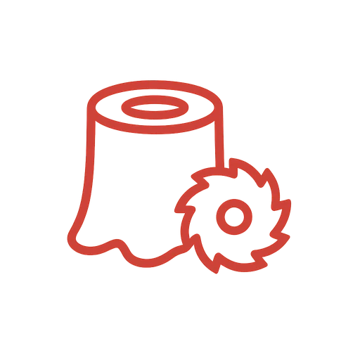 Line icon of a tree stump with grinding marks