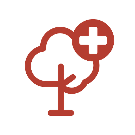Line icon of a warning triangle with a fallen branch